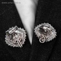 Зажим для кардигана &laquo;Квадраты&raquo;, цвет синий в чернёном серебре