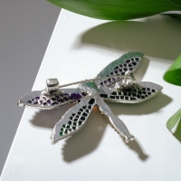 Брошь &laquo;Стрекоза&raquo;, цветная в чернёном серебре