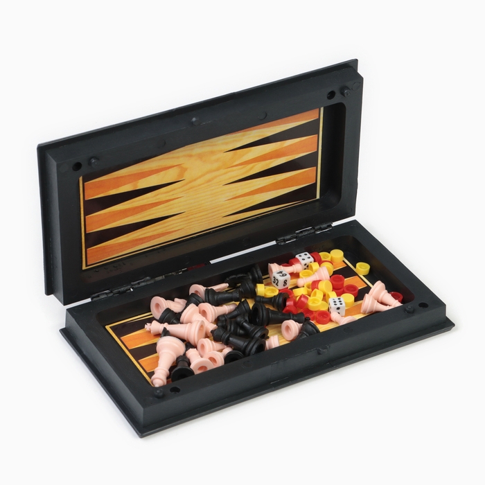 Шахматы, шашки, нарды, настольные игры, набор 3 в 1, 19 х 19 см