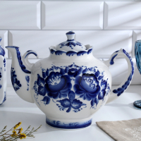 Чайник &laquo;Семейный&raquo;, H=19 см, 2,1 л, гжель