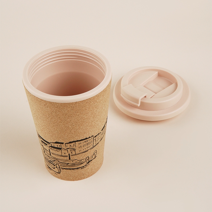 Стакан для кофе с крышкой SL Home &laquo;Венеция&raquo;, пробковый, 350 мл, 9,5&times;9,5&times;14,5 см, цвет бежевый