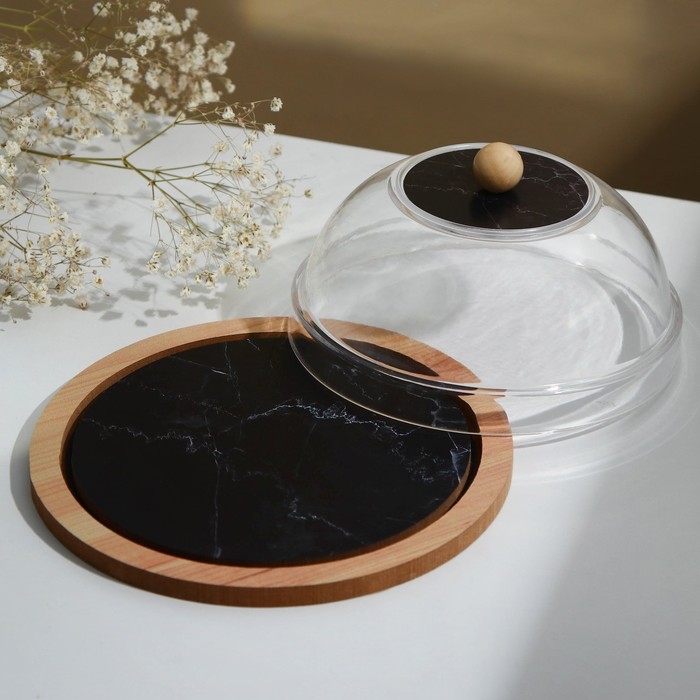 Блюдо с крышкой &laquo;Черный мрамор&raquo;, 15 см