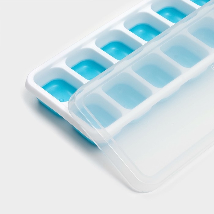 Форма для льда с крышкой Доляна, 25&times;9,5&times;2,5 см, 14 ячеек (4&times;3&times;2 см), цвет МИКС