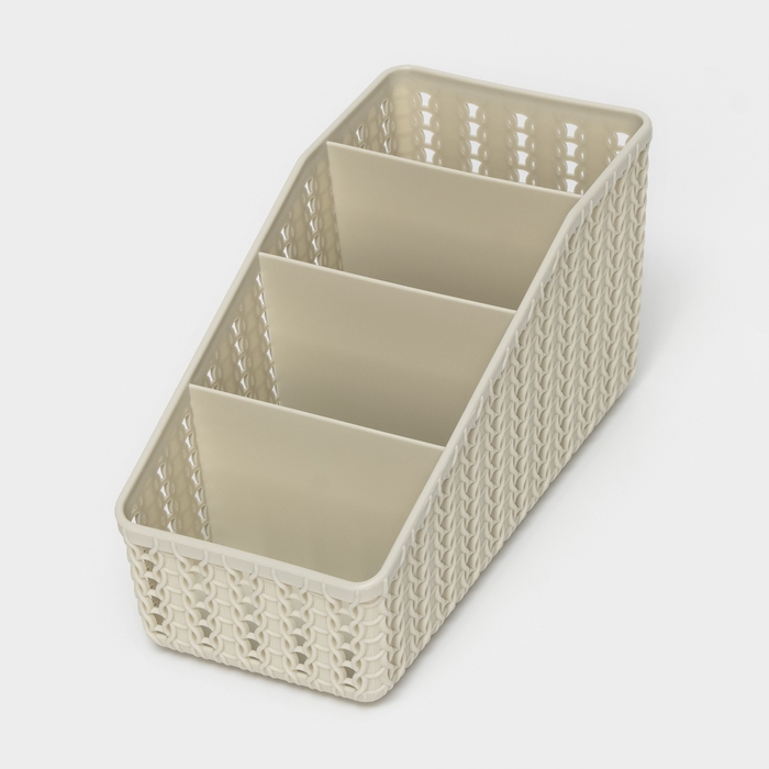 Органайзер &laquo;Вязание&raquo;, 4 секции, цвет белый ротанг