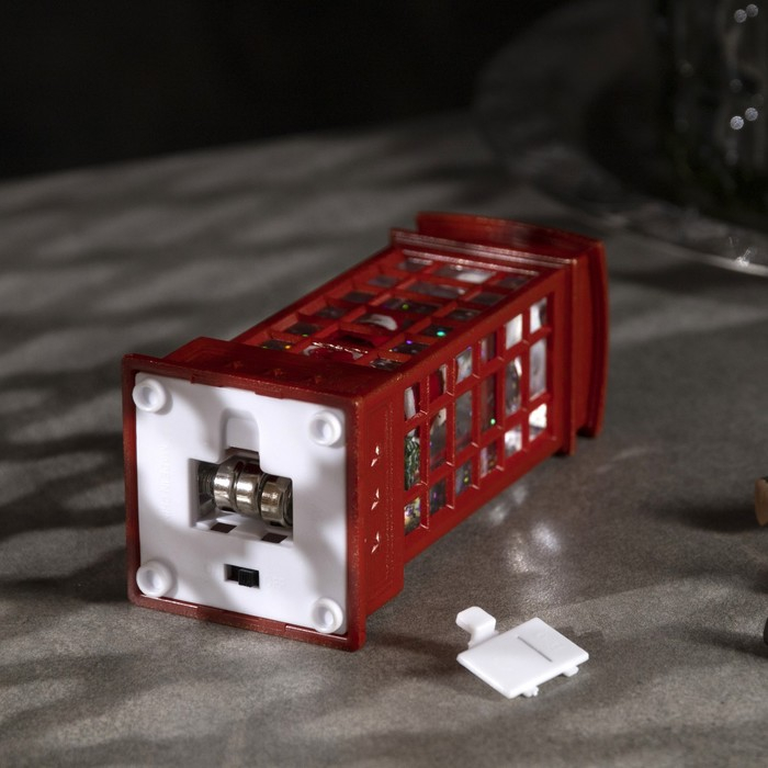 Светодиодная фигура &laquo;Дед Мороз в телефонной будке&raquo; 5 &times; 12 &times; 5 см, пластик, блёстки, батарейки AG13х3 (в комплекте), свечение тёплое белое