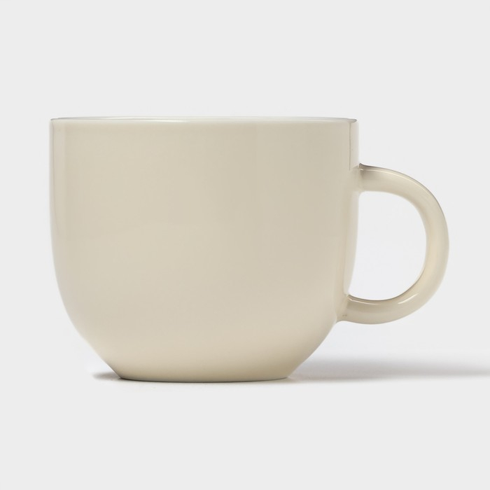 Чайная пара керамическая с ложкой &laquo;Зефирка&raquo;, 2 предмета: чашка 250 мл, блюдце d=13 см, цвет бежевый