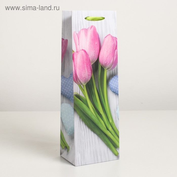 Пакет ламинированный под бутылку, 12 х 9 х 36 см