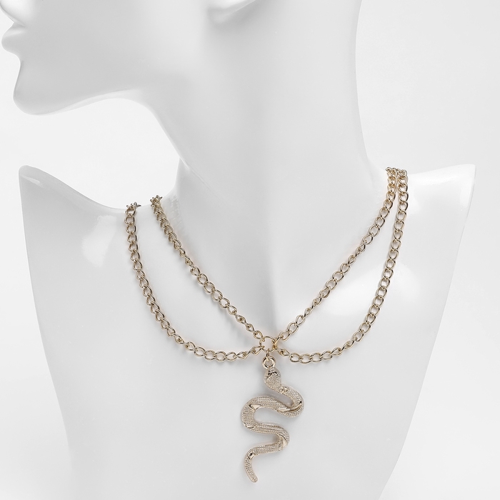 Новый год! Символ года 2025! Кулон &laquo;Змея&raquo;, цвет белый в золоте