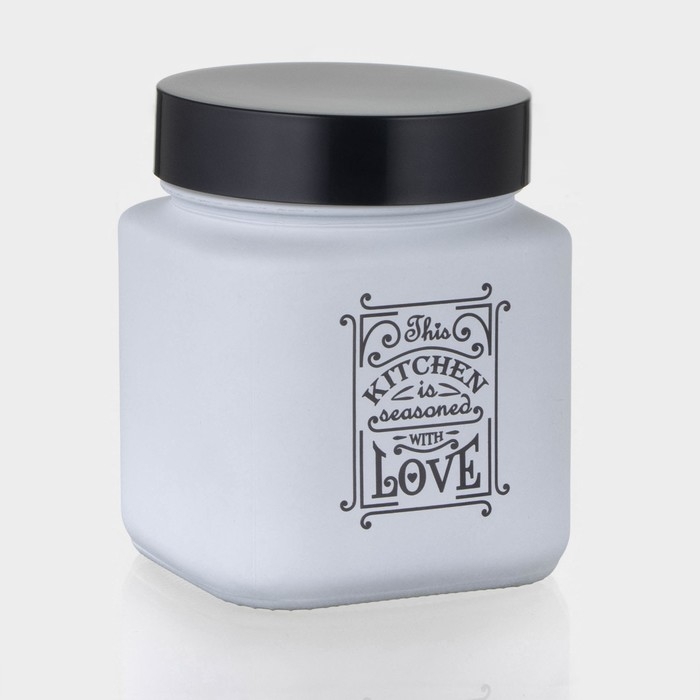 Банка стеклянная для сыпучих продуктов &laquo;Любовь на кухне&raquo;, 1 л, цвет белый