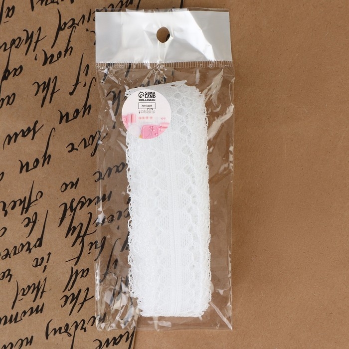 Кружево капроновое, 28 мм &times; 10 &plusmn; 1 м, цвет белый