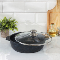 Жаровня &laquo;Гранит Star&raquo;, 4 л, d=30 см, стеклянная крышка, антипригарное покрытие, тёмно-синий