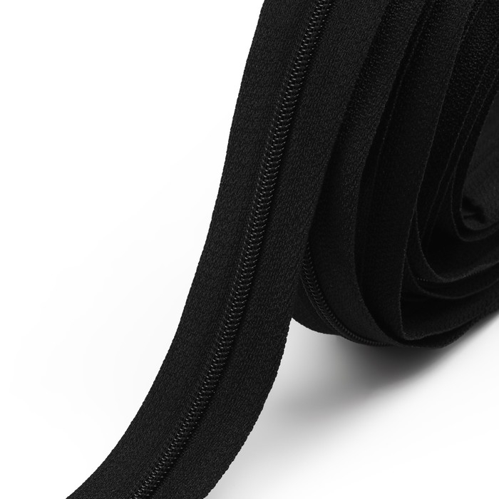 Набор: рулонная молния &laquo;Спираль&raquo; №3, 10 м, 20 бегунков, 40 верхних ограничителей, 20 нижних ограничителей, цвет чёрный