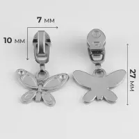 Бегунок для молнии &laquo;Спираль&raquo;, №3, &laquo;Бабочка&raquo;, 10 шт., цвет никель