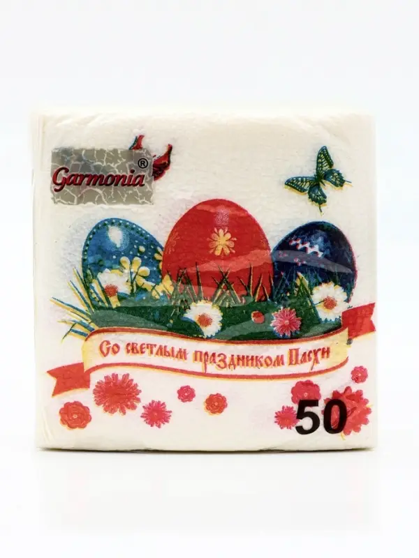 Пасхальные салфетки бумажные Гармония цвета &laquo;Светлый праздник&raquo;, 1 слой, 24х24 см, 50 шт