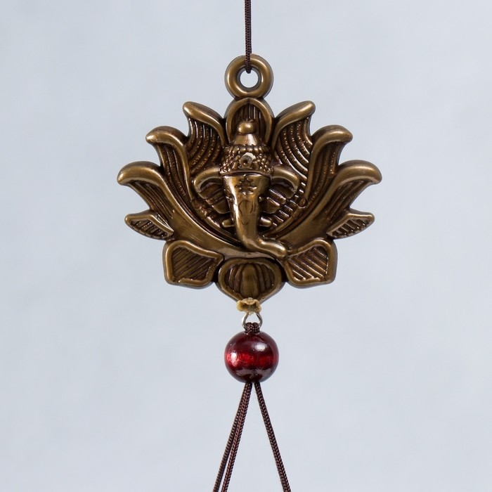 Музыка ветра металл "Ганеша и цветок лотоса" 5 трубочек 51х6,5 см