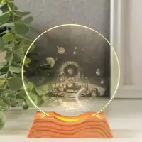 Сувенир стекло свет "Диск.Космическая станция" 5хLED d=10 см, USB 10х4х11,4 см