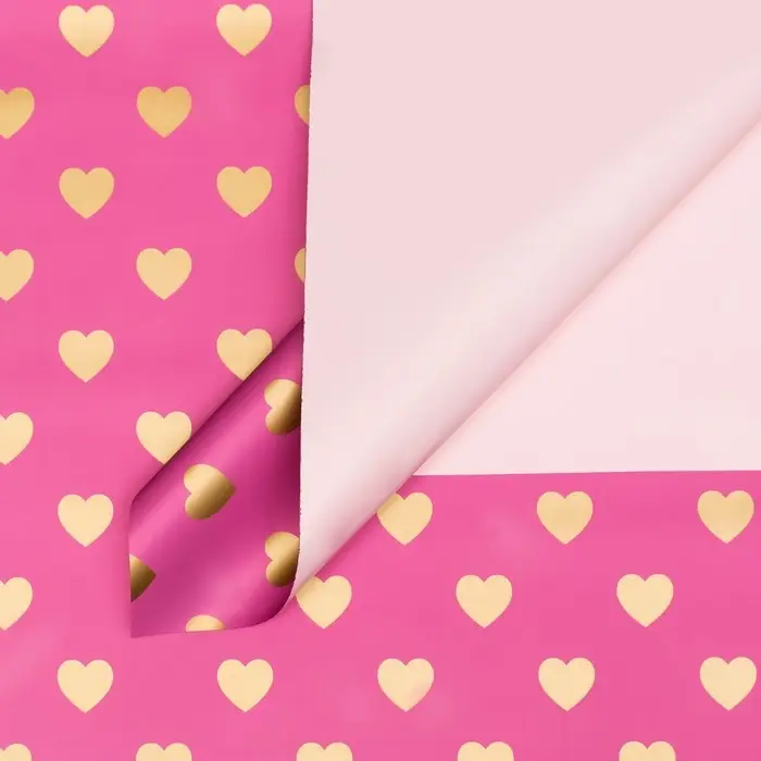 Пленка матовая &laquo;Золотые сердца&raquo;, фиолетовый, 57&times;57 см &plusmn;5% см