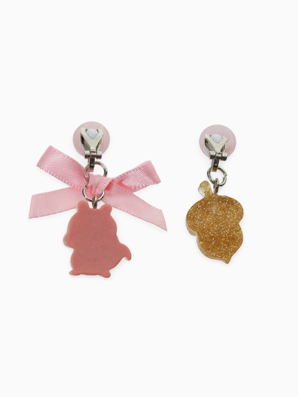 Серьги-клипсы детские "Выбражулька" белочка с бантом, жёлудь с жемчужиной, цветные