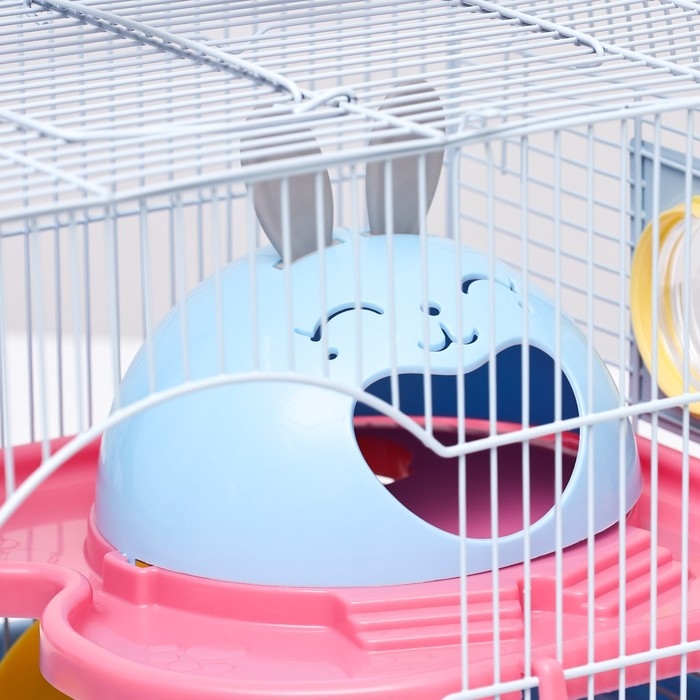 Клетка для грызунов "Пижон", укомплектованная с туннелем, 37 х 27 х 30 см, синий