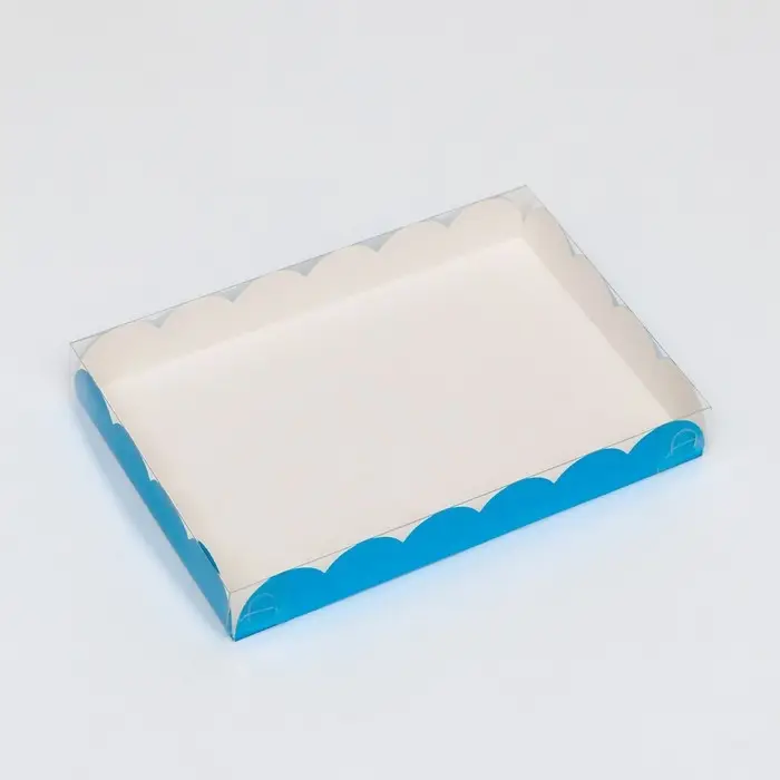 Коробка для печенья, кондитерская упаковка, голубая, 22 х 15 х 3 см