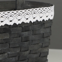 Корзина плетёная, с кружевом, 22&times;17&times;11 см, ручка h=16 см, ива, серая