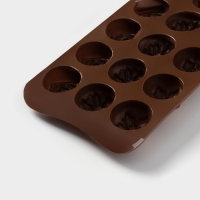 Форма для конфет и шоколада Доляна &laquo;Клумба цветов&raquo;, силикон, 20,5&times;10,5&times;1,5 см, 15 ячеек, цвет коричневый