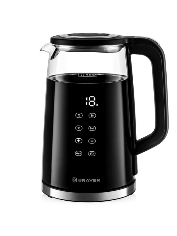 Чайник электрический BRAYER 1037BR,1.7 л, нерж.сталь с пластик. Покрытием Cool Touch,2200Вт