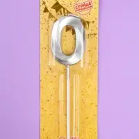 Свеча в торт на шпажке &laquo;Грань&raquo;, цифра 0, серебро, 5 см