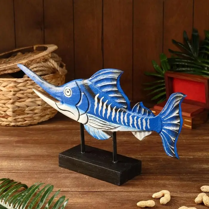 Сувенир "Рыба-меч" дерево на подставке 52х9х25 см
