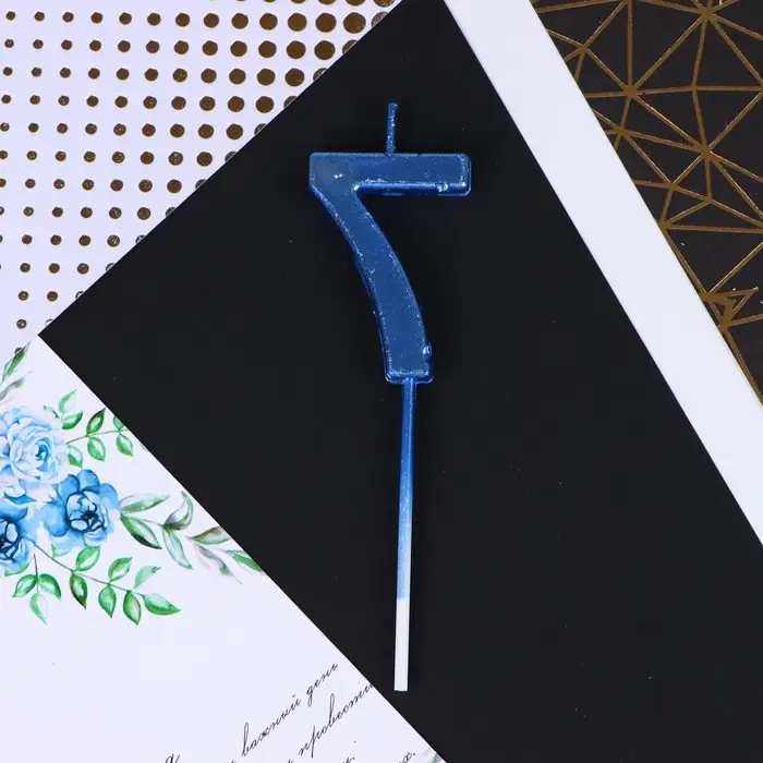 Свеча для торта, цифра &laquo;7&raquo;, синяя, 4 х 13 см