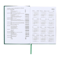 Ежедневник датированный 2024 года, А5, 176 листов, Attomex.Orion, обложка бумвинил, ляссе, блок 70 г/м2, зелёный