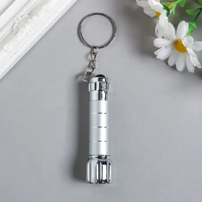 Фонарик на кольце "Полоски" 5 диодов МИКС 7,3х1,9х1,9 см