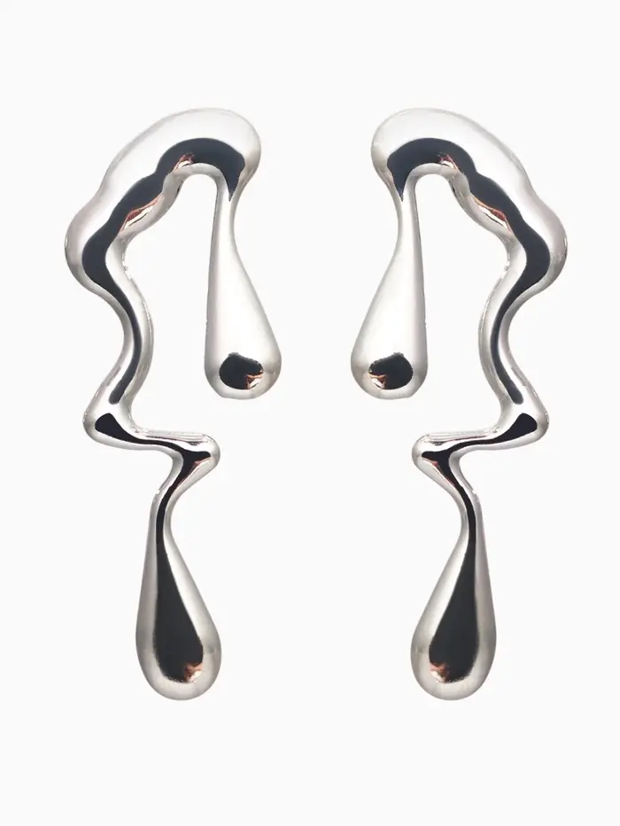 Гарнитур 2 предмета: кулон, серьги "Капли" таяние, цвет серебро