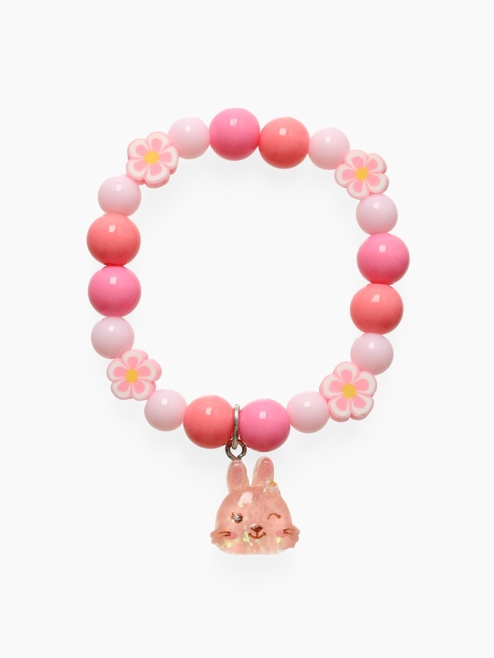 Браслет детский "Выбражулька" фимо с бусинами, зайчик с бусинами, цвет розовый
