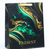 Пакет подарочный ламинированный вертикальный &laquo;Мрамор&raquo;, M 26 &times; 32 &times; 12 см