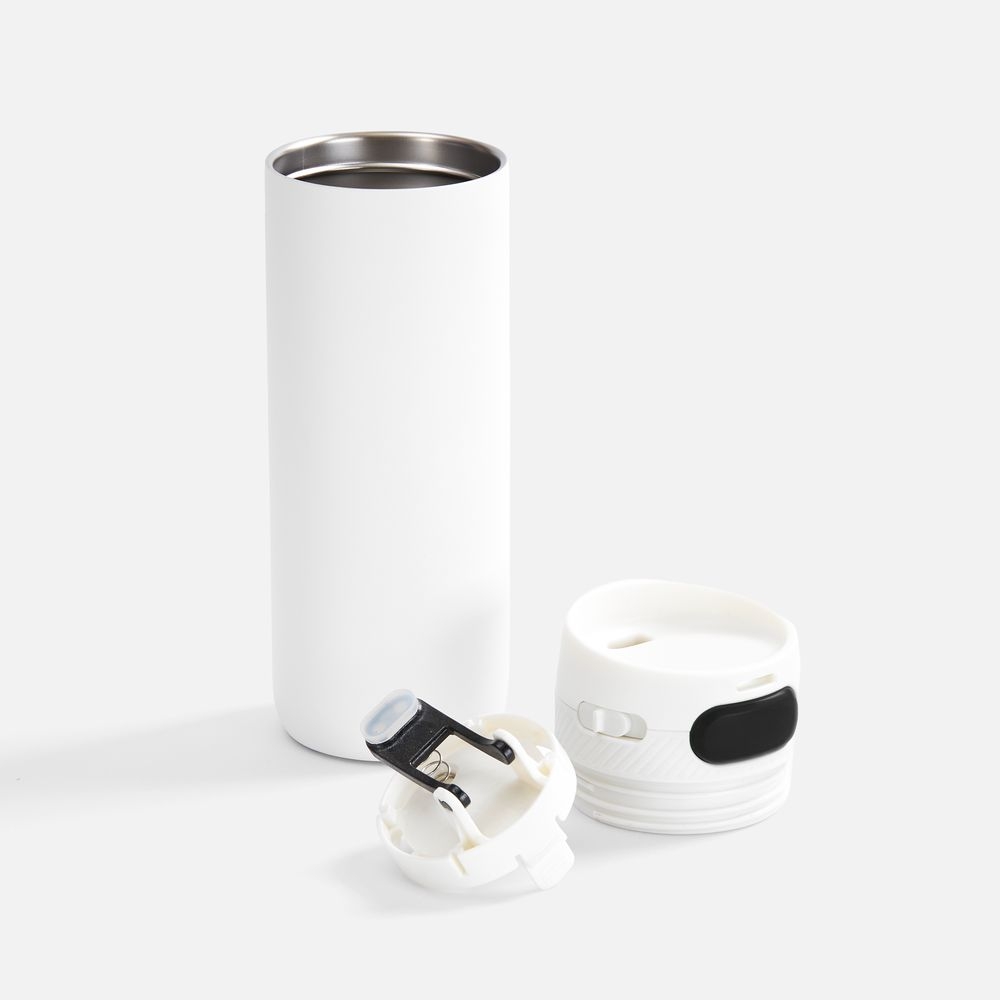 Термостакан X1 с цветной кнопкой, белый с черным