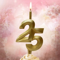 Свеча в торт &laquo;Юбилейная&raquo;, цифра 25, золотая