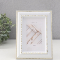 Фоторамка пластик "МИРАМ" 10х15 см, белый с золотом