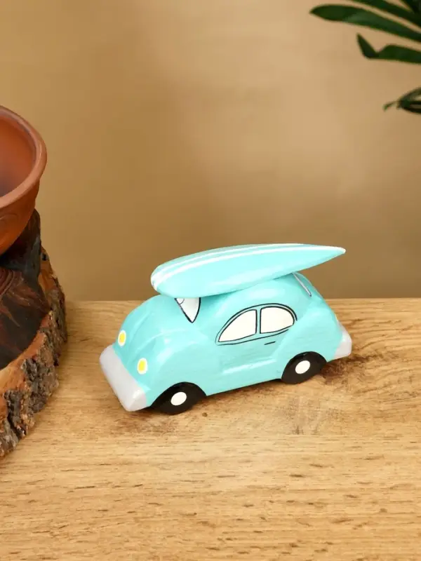 Сувенир "Машинка с серфом" дерево 13х5х7 см, цв. бирюзовый