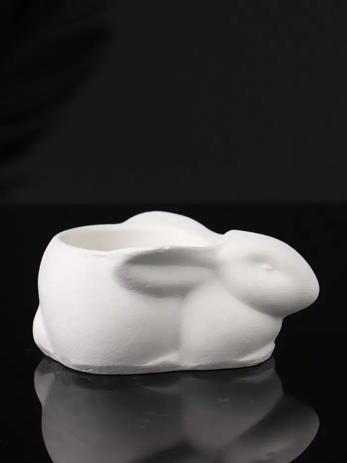 Подсвечник "Заяц" 9х6х4 см, натуральный, гипс