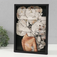 Ключница открытая "Белые пионы"  5 крючков,  23х32 см