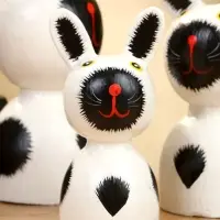 Набор сувенирный "Зайки" дерево H 14, 12, 9 см, цв. бело-чёрный