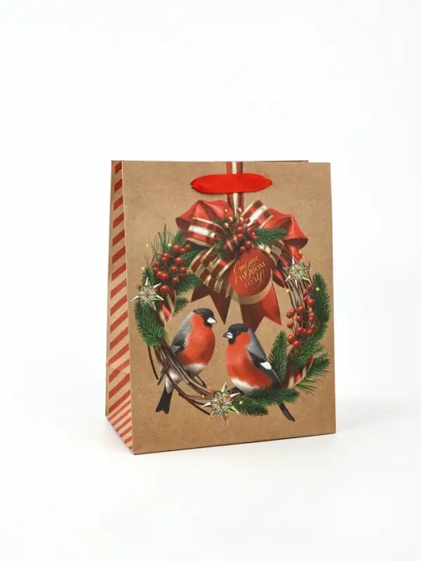 Пакет подарочный крафтовый вертикальный &laquo;С Новым годом&raquo;, MS 18&times;23&times;10 см