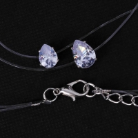 Кулон &laquo;На леске&raquo; двойная слеза, цвет белый в серебре, 40 см
