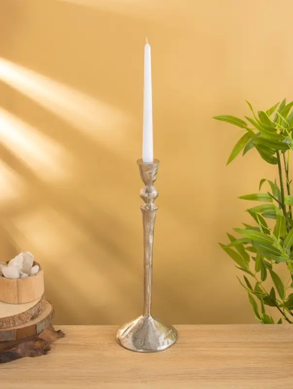Подсвечник "Вормик" алюминий 39 см, цв. серебро