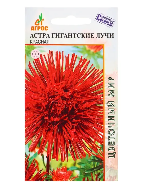 Семена Астра гигант Лучи Красная 0,3 г