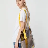 Шопер Clear Fest, прозрачный серый с желтыми ручками