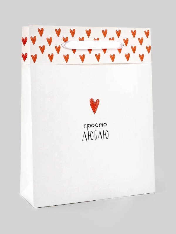 Пакет ламинированный двухсторонний &laquo;Люблю&raquo;, L 31 &times; 40 &times; 11,5 см