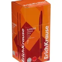 Ручка шариковая ErichKrause Slender Stick Orange, Super Glide, 0.7 мм, красная