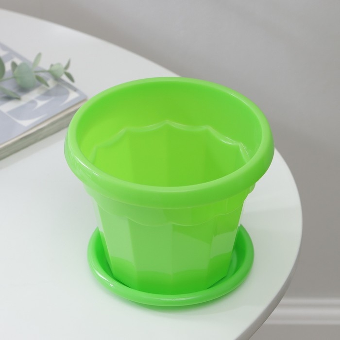 Горшок для цветов с поддоном Доляна &laquo;Эрика&raquo;, 0,7 л, цвет зелёный